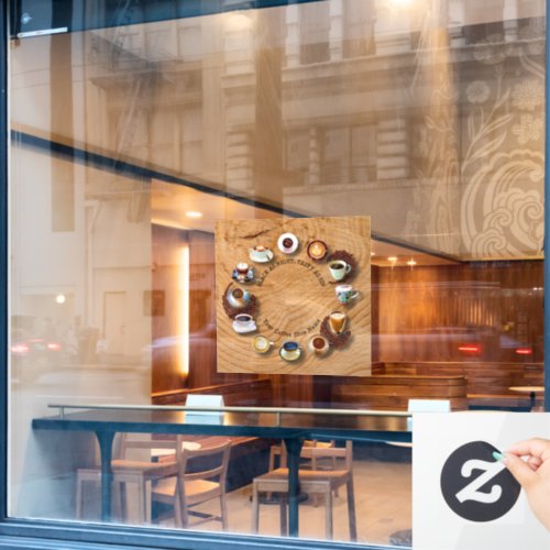 Cups Of Black Coffee With Beans As A Clock Window Cling