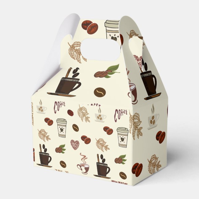 Cups of Coffee and Coffee Beans Favor Boxes (Front Side)
