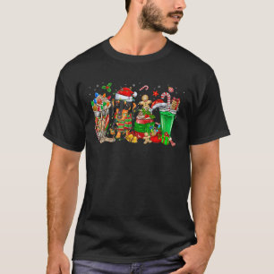 Cups Of Iced Coffee Dachshund Dog Christmas Lights T-Shirt