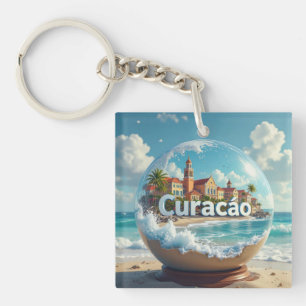 Curacao beach globe keychain