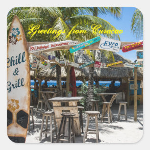 Curacao Beach Square Sticker