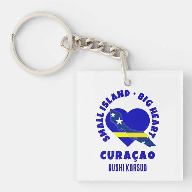 CURAÇAO Big Heart Fun Custom Dushi Korsuo Keychain (Front)