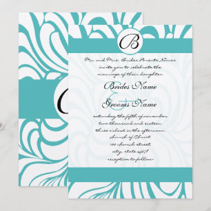 Curacao Blue Swirls Wedding Invitations