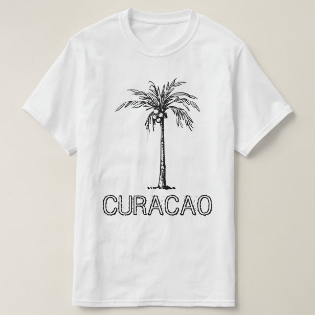 Curacao coconut tree black & white design T-Shirt (Design Front)