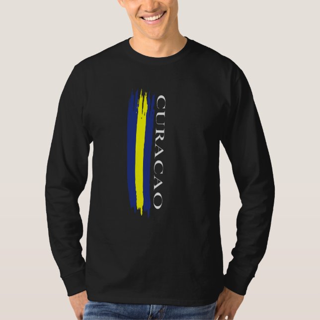 Curacao Flag Color Stripes T-Shirt (Front)