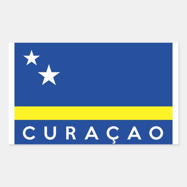 curacao flag country text name rectangular sticker (Front)