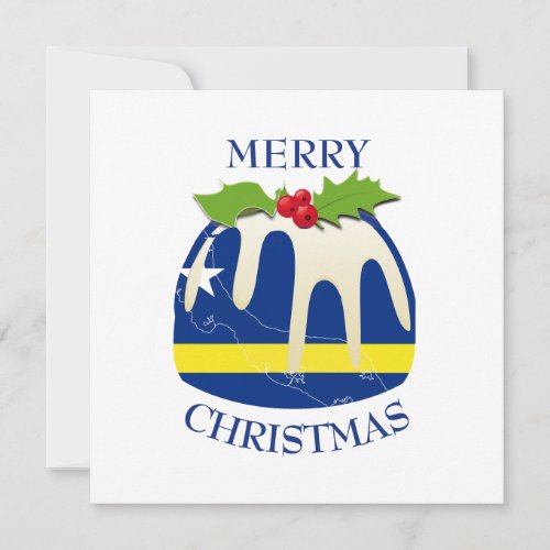 CURACAO FLAG | Festive Plum Pudding | Christmas Holiday Card