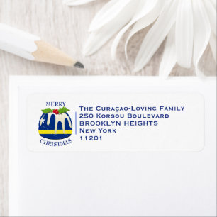 CURACAO FLAG Festive Plum Pudding Christmas Label