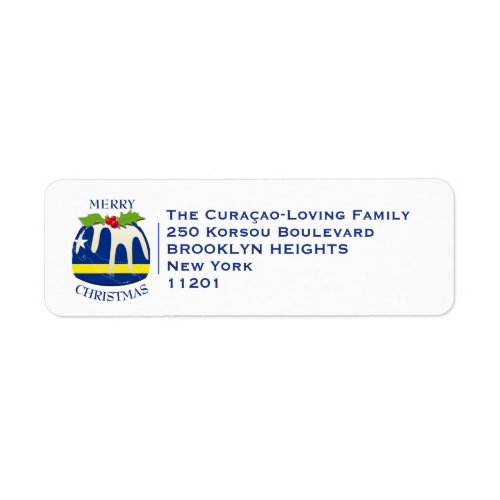 CURACAO FLAG | Festive Plum Pudding | Christmas Label