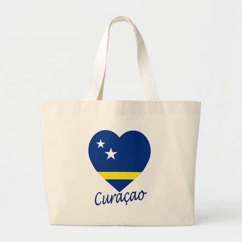 Curacao Flag Heart Large Tote Bag