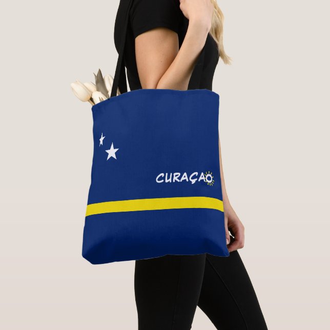 Curaçao Flag with customizable text Tote Bag (Close Up)