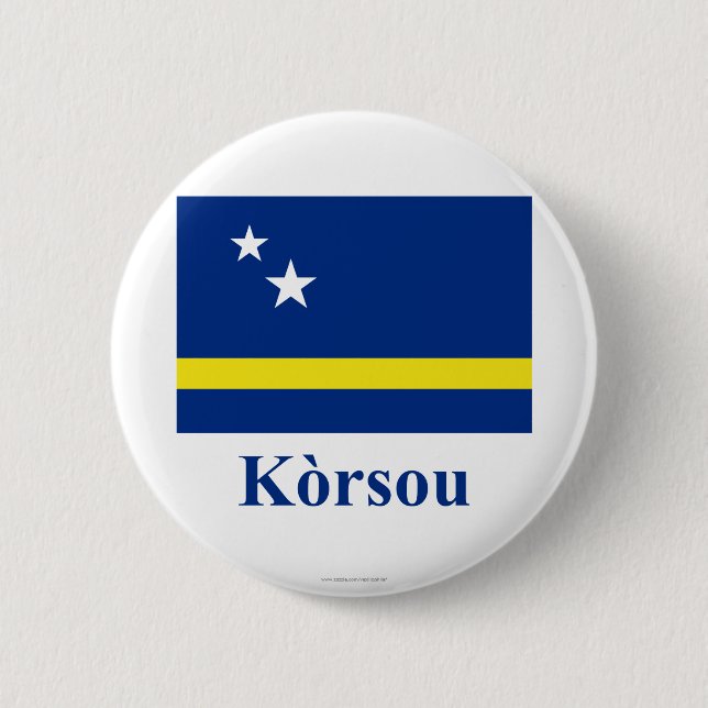 Curacao Flag with Name in Papiamento Pinback Button (Front)
