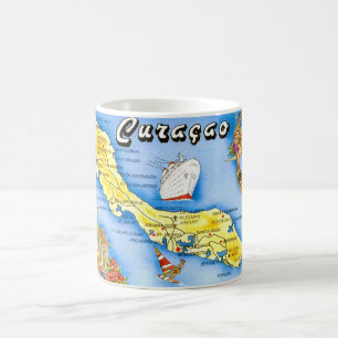 Curacao Island Map Postcard Mug