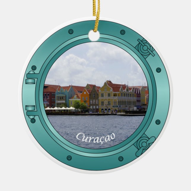 Curacao Porthole Ceramic Ornament (Front)
