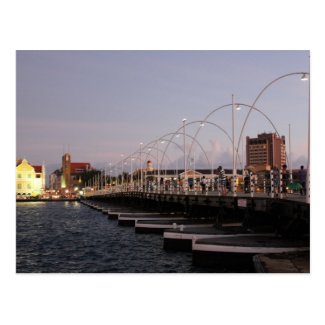 Curaçao Queen Emma Pontoon Bridge at Dusk Postcard