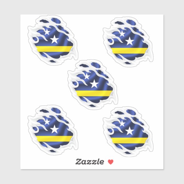 Curaçao Ripped flag Sticker (Sheet)