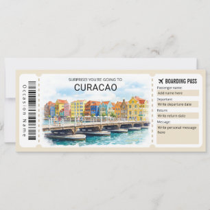 Curacao Trip Boarding Pass Ticket Invitation