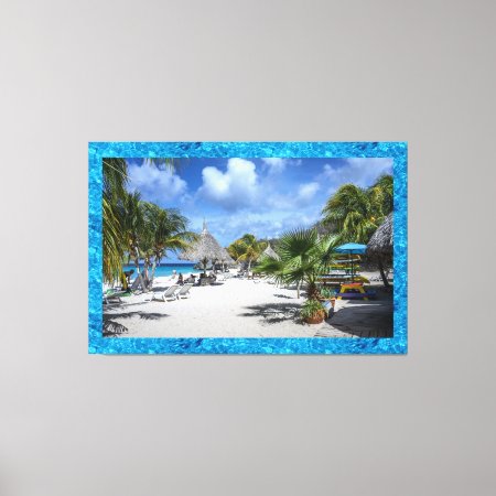 Curacao Tropical Beach  60" X 40"wrapped Canvas