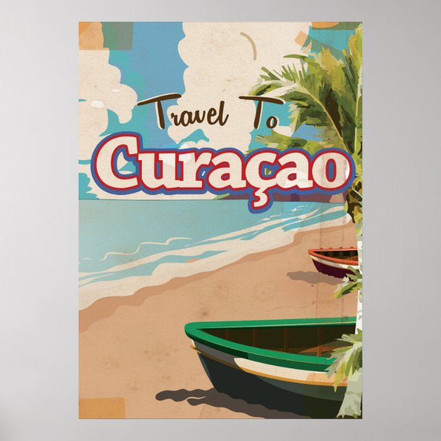 Curaçao vintage travel poster art. (Front)