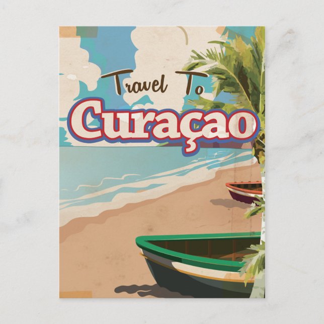 Curaçao vintage travel poster art. postcard (Front)