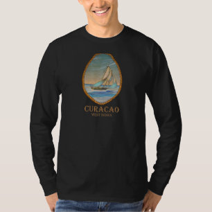 Curacao West Indies Vintage Retro Sailboat Vacatio T-Shirt