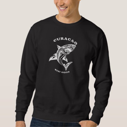 Curacao West Indies Vintage Retro Tribal Shark Vac Sweatshirt