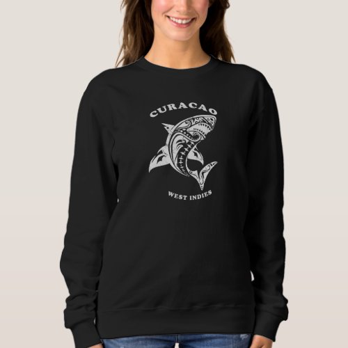 Curacao West Indies Vintage Retro Tribal Shark Vac Sweatshirt