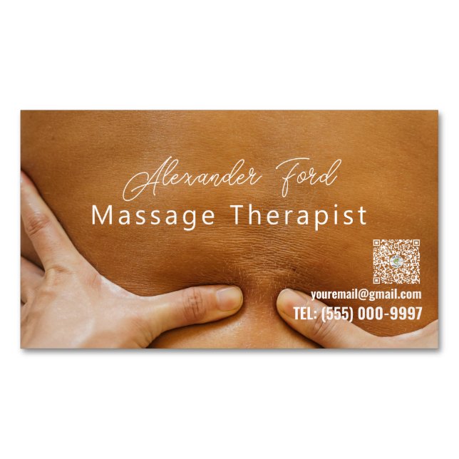  Curated Massage Therapist Photo Business  Business Card Magnet (Front)