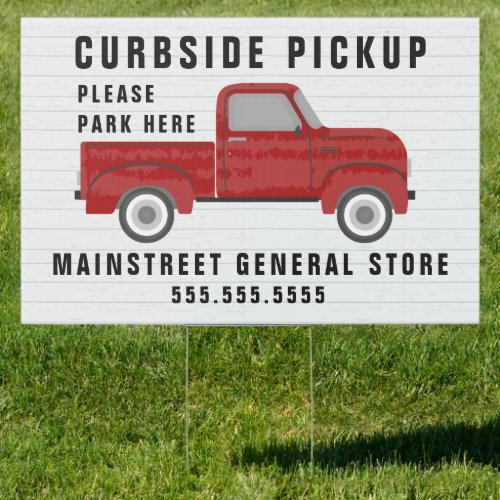 Curbside Pickup Vintage Red Truck Sign
