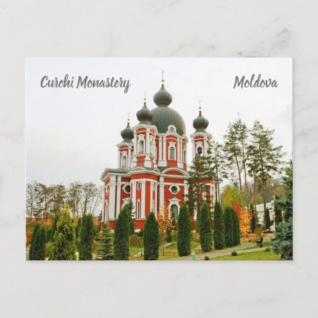Curchi Monastery Moldova stylized Postcard (Front)