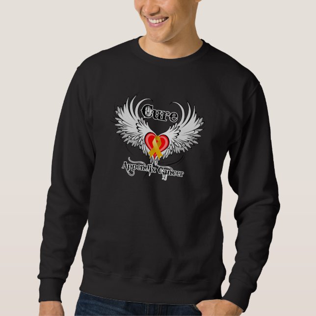 Cure Appendix Cancer Heart Tattoo Wings Sweatshirt (Front)