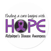 Cure Begins With Hope 5 Alzheimer's Disease Classic Round Sticker