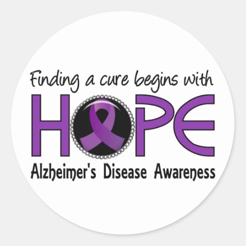 Cure Begins With Hope 5 Alzheimers Disease Classic Round Sticker