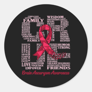 Cure Brain Aneurysm Awareness Ribbon Month Support Classic Round Sticker