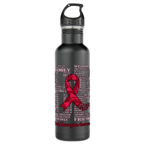 Cure Brain Aneurysm Awareness Ribbon Month Support Stainless Steel Water Bottle