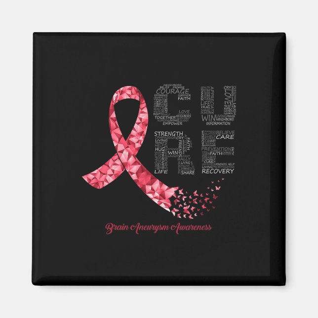 CURE Burgundy Ribbon Brain Aneurysm Awareness  Magnet (Front)