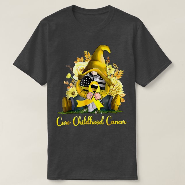 Cure Childhood Cancer Awareness Gold Ribbon Gnome  T-Shirt (Design Front)