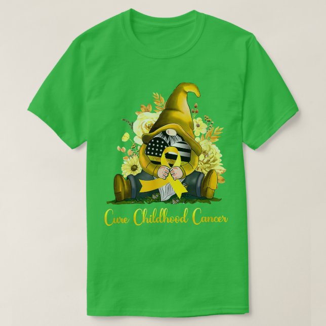 Cure Childhood Cancer Awareness Gold Ribbon Gnome  T-Shirt (Design Front)