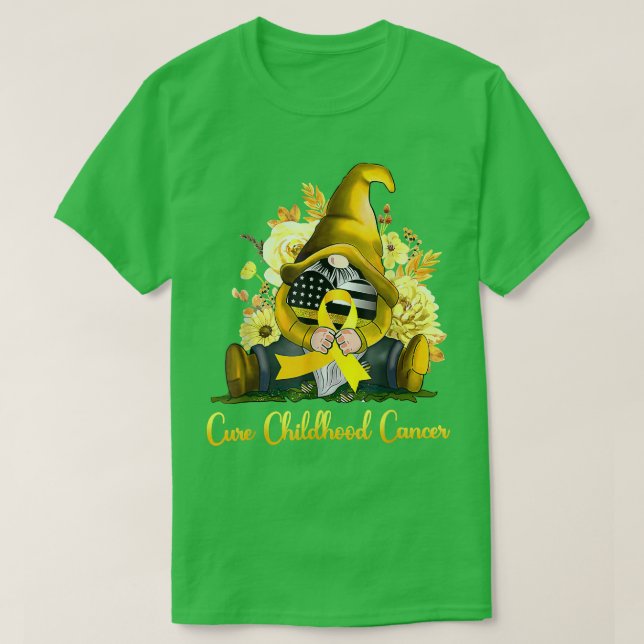 Cure Childhood Cancer Awareness Gold Ribbon Gnome  T-Shirt (Design Front)