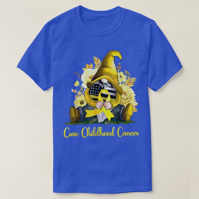 Cure Childhood Cancer Awareness Gold Ribbon Gnome  T-Shirt (Design Front)