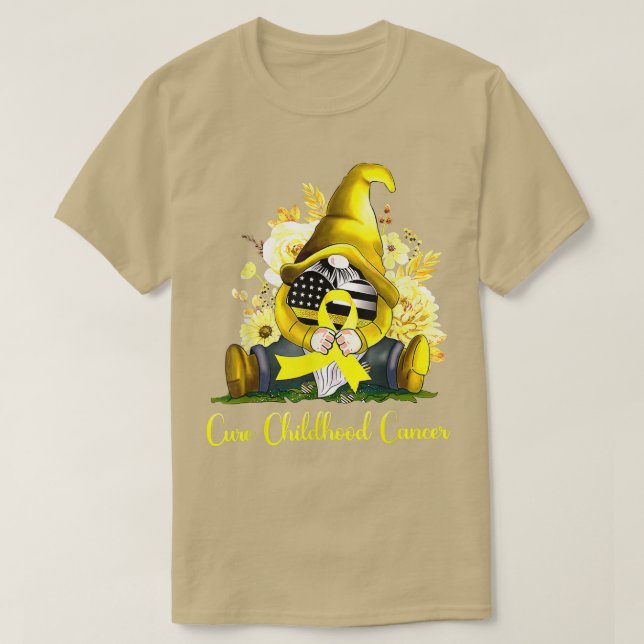 Cure Childhood Cancer Awareness Gold Ribbon Gnome  T-Shirt (Design Front)