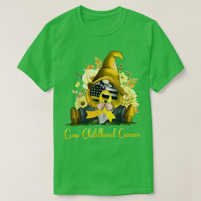 Cure Childhood Cancer Awareness Gold Ribbon Gnome  T-Shirt (Design Front)