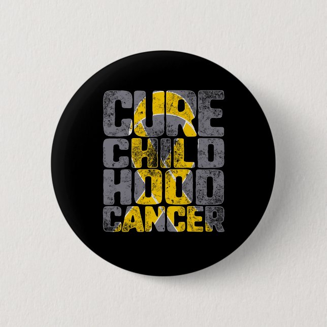 Cure Childhood Cancer Gold Ribbon Support Awarenes Button (Front)