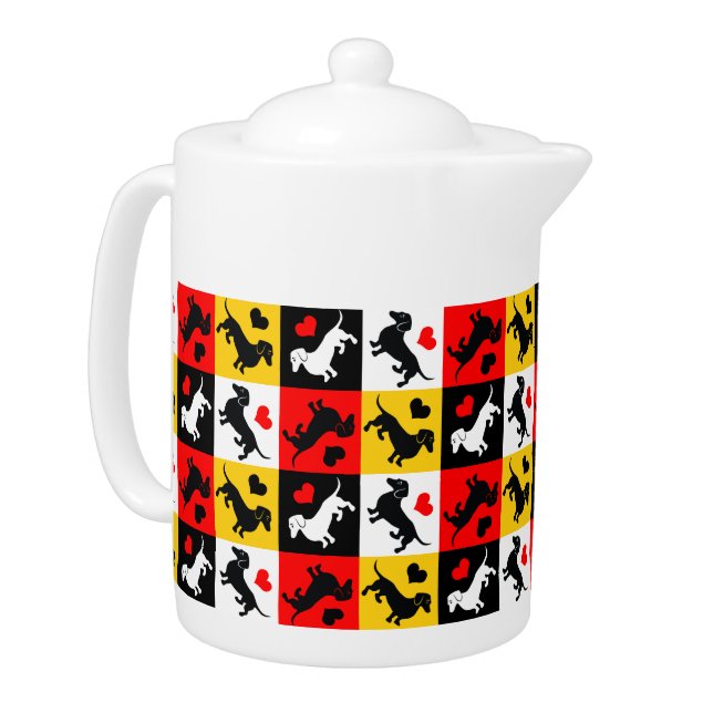 Cure Dachshund Pattern Teapot (Left)