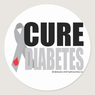 Cure Diabetes Ribbon Classic Round Sticker