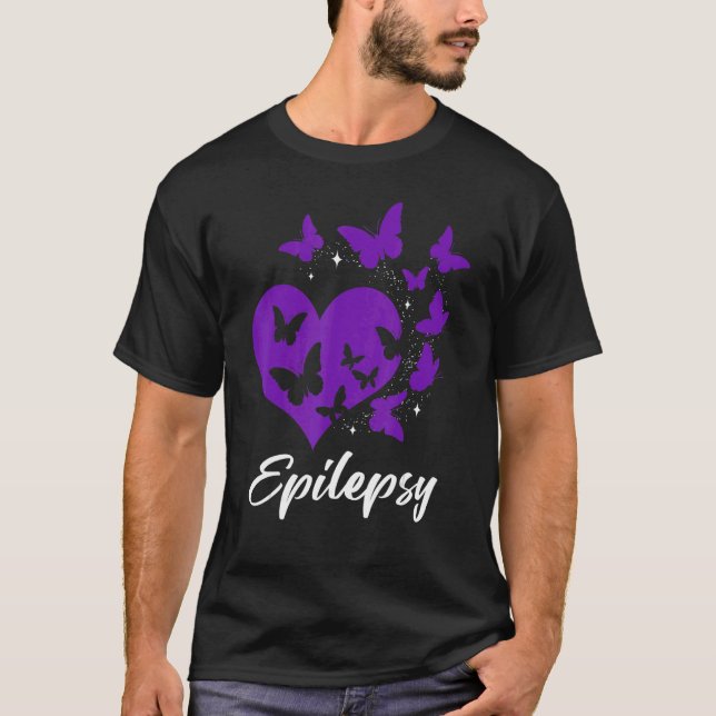 Cure Epilepsy Awareness Day Warrior Butterfly Purp T-Shirt (Front)