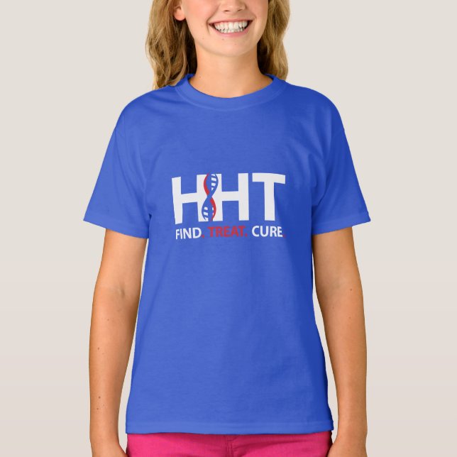 Cure HHT FIND.TREAT.CURE Awareness T-Shirt (Girls) (Front)