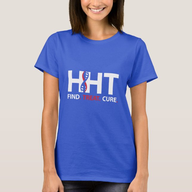 Cure HHT FIND.TREAT.CURE Awareness T-Shirt Womens (Front)