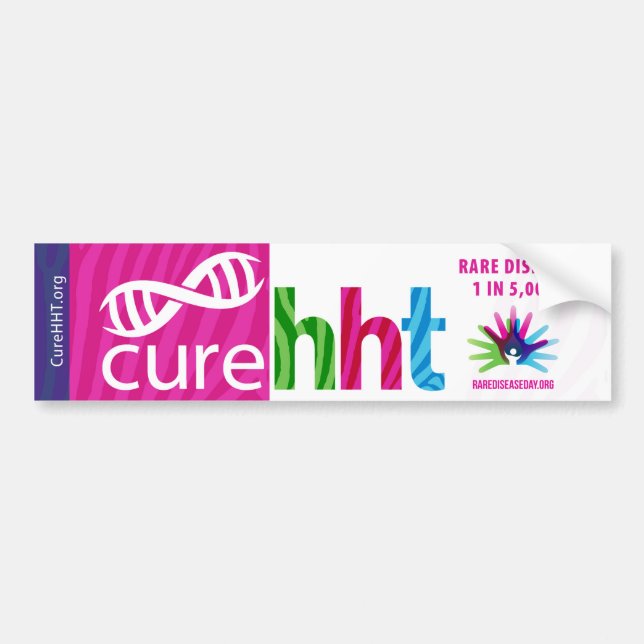 Cure HHT Rare Disease Bumper Sticker (Front)