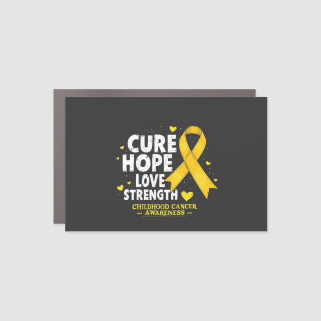 Cure Hope Love Strenght Childhood Cancer Awareness Car Magnet (Front)